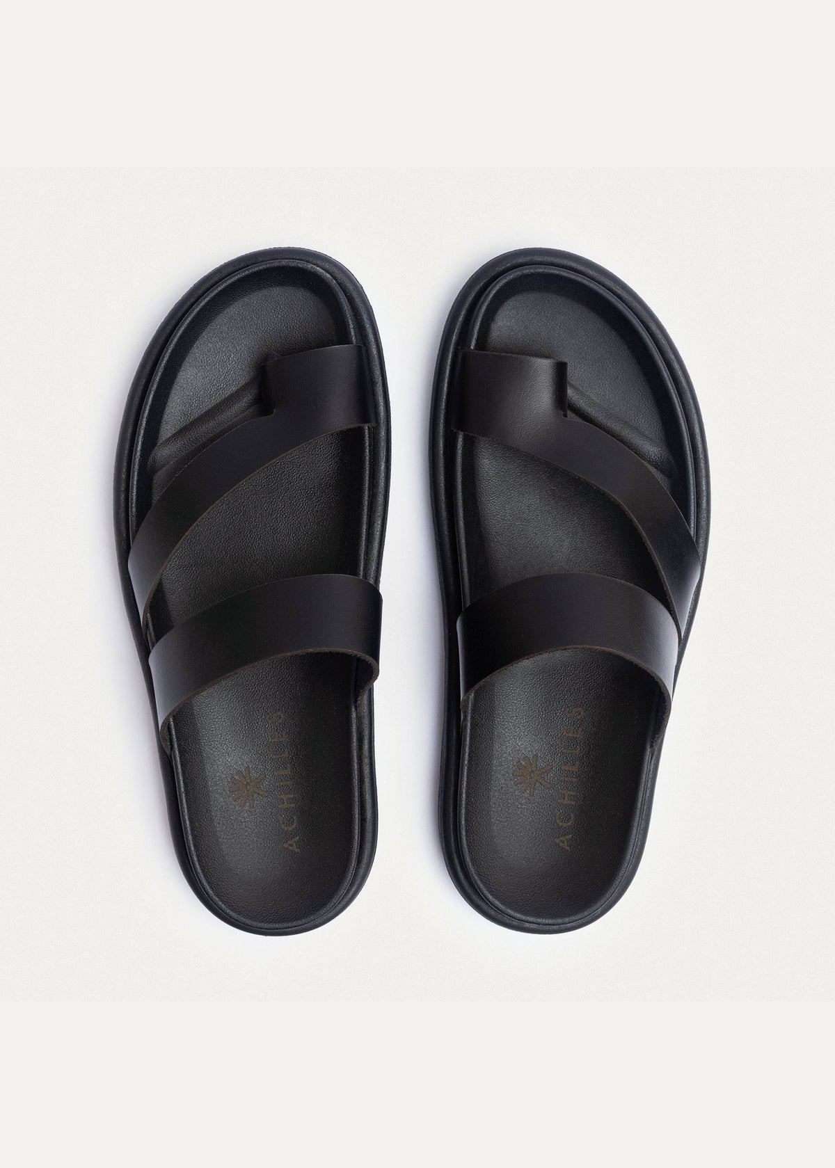 Leather Double-Strap Slide — Black