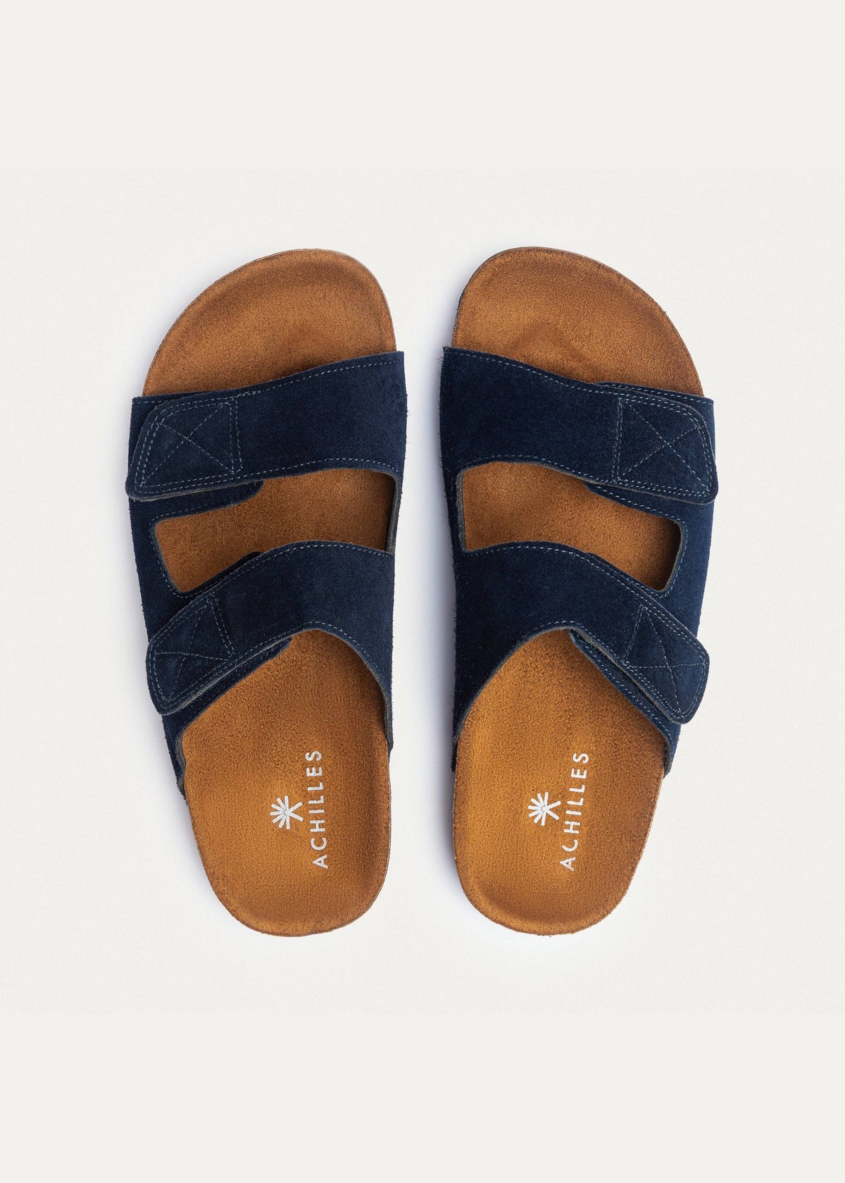 Double Leather Soft Footbed Sandal — Navy Blue