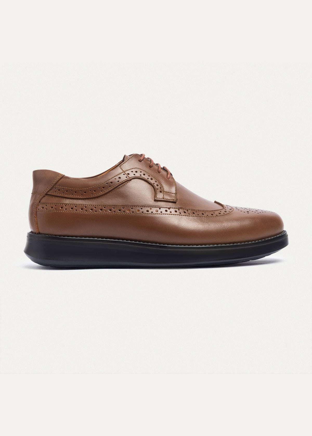 Leather Wingtip Oxford — Tan Brown