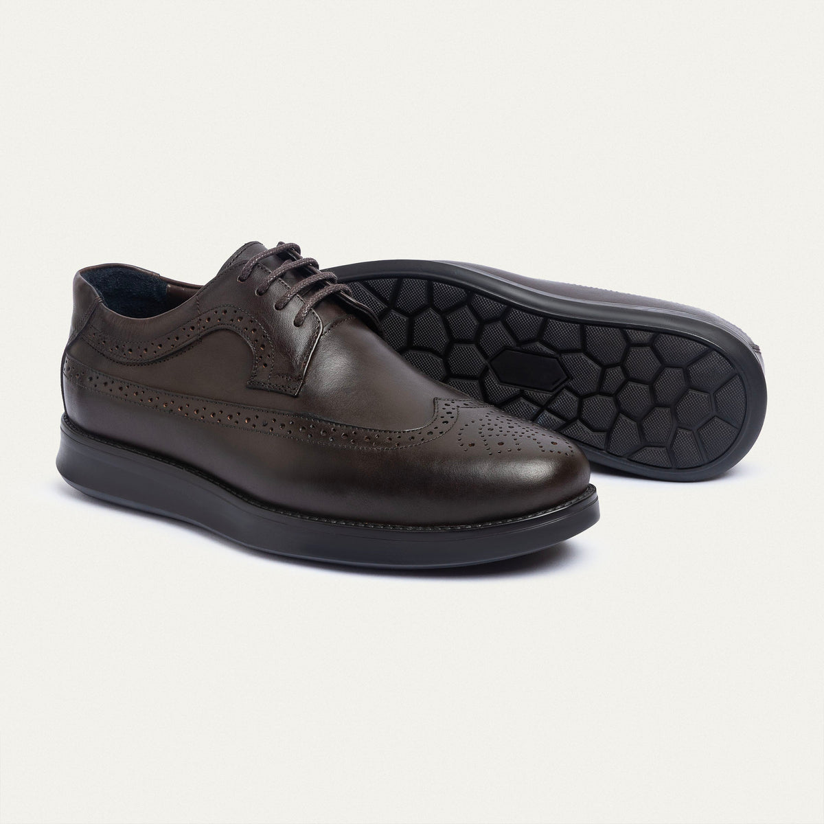 Leather Wingtip Oxford — Brown