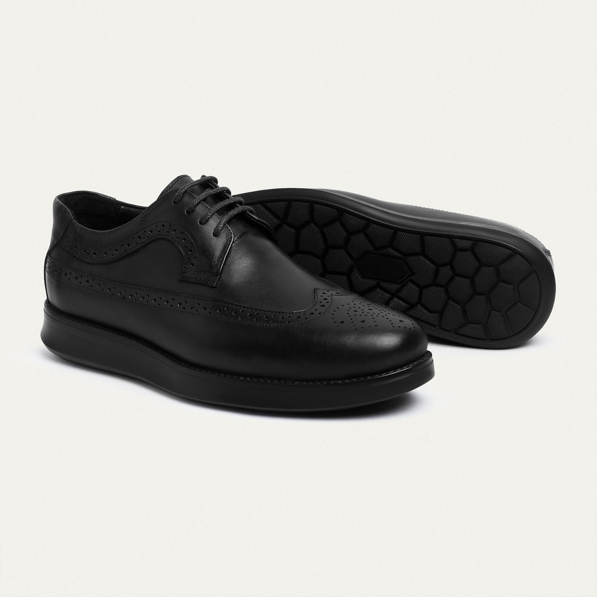 Leather Wingtip Oxford — Black