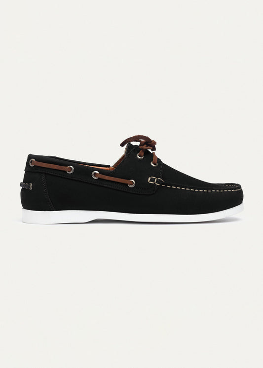 Leather Boat Shoe — Black