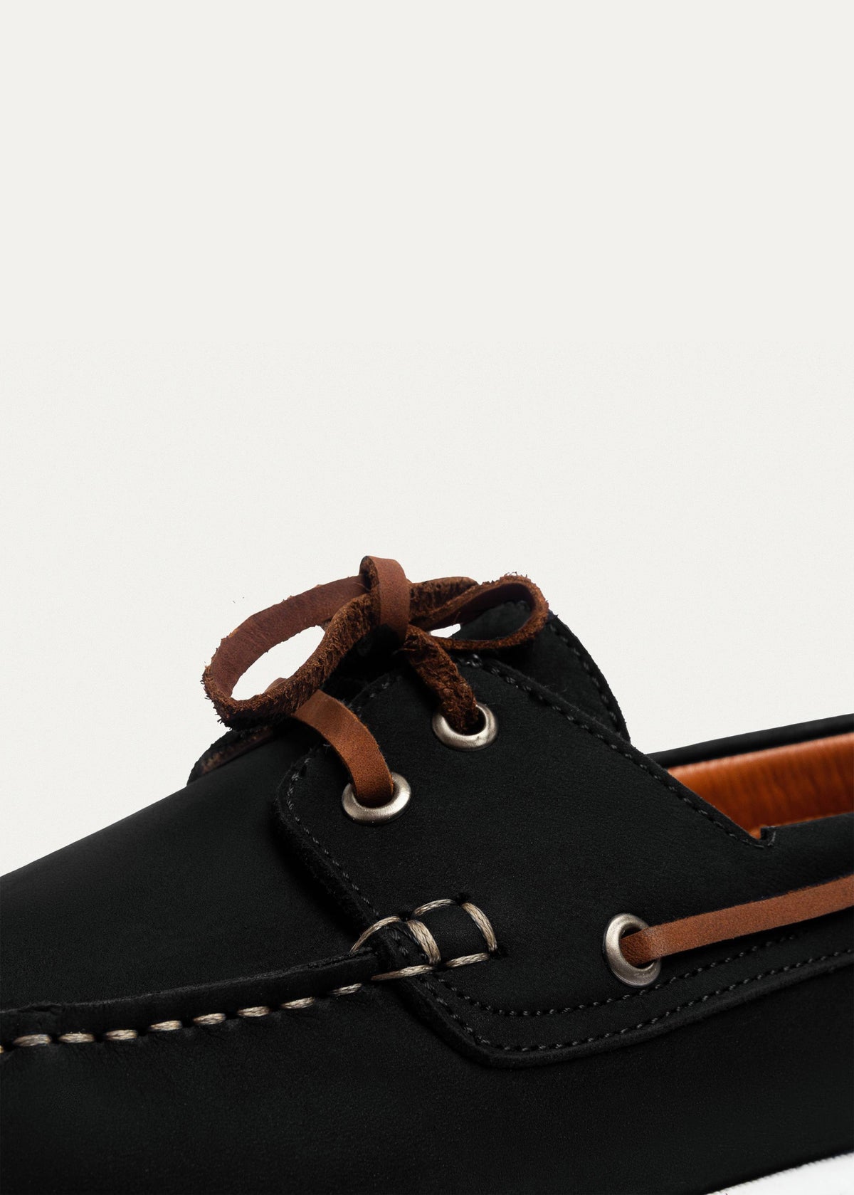 Leather Boat Shoe — Black