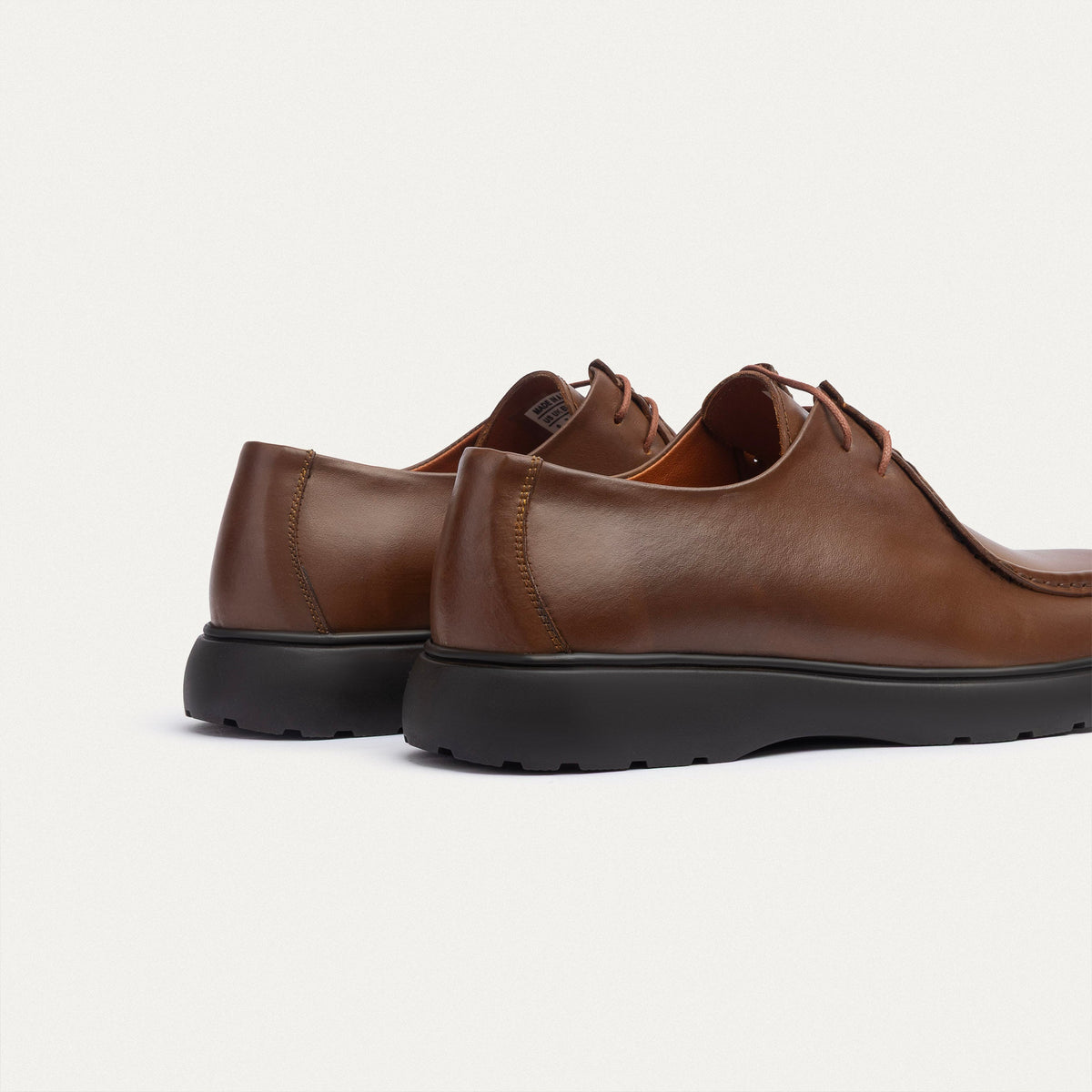 Leather Moc-Toe Lace-Up — Light Brown