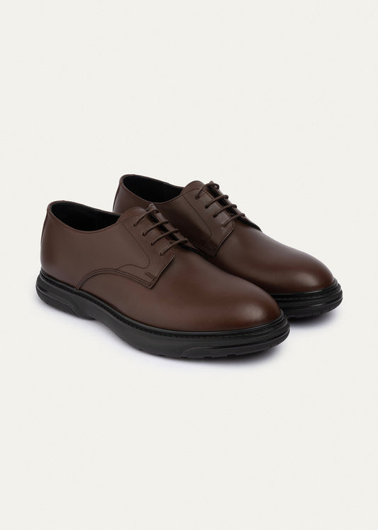 Leather Derby Shoe — Brown
