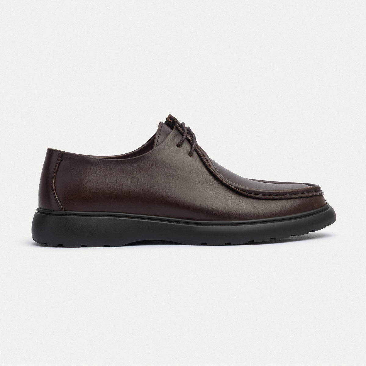 Leather Moc-Toe Lace-Up — Brown