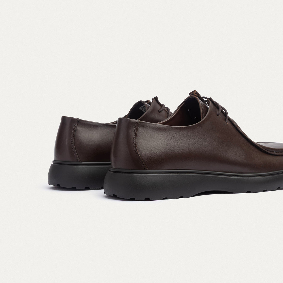 Leather Moc-Toe Lace-Up — Brown
