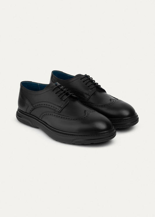 Leather Brogue Shoe — Black
