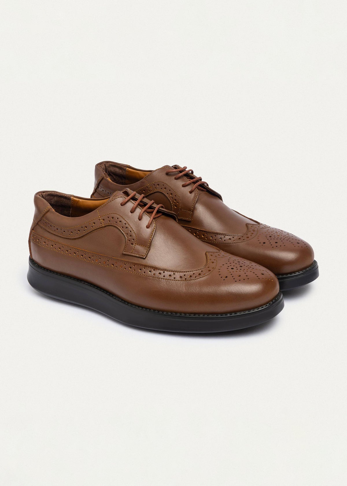 Leather Wingtip Oxford — Tan Brown