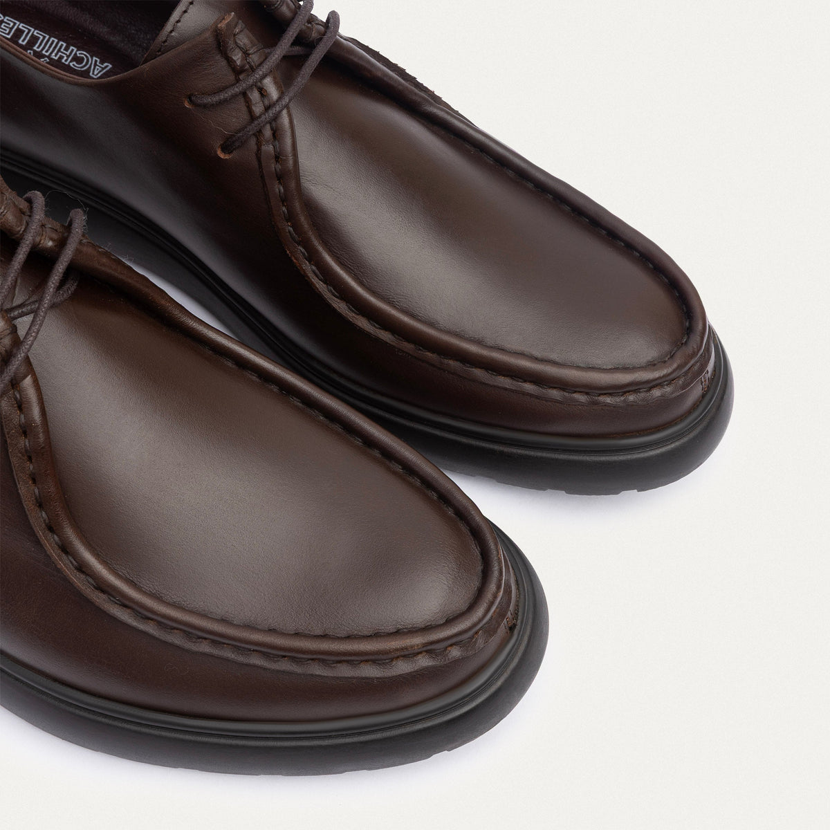 Leather Moc-Toe Lace-Up — Brown