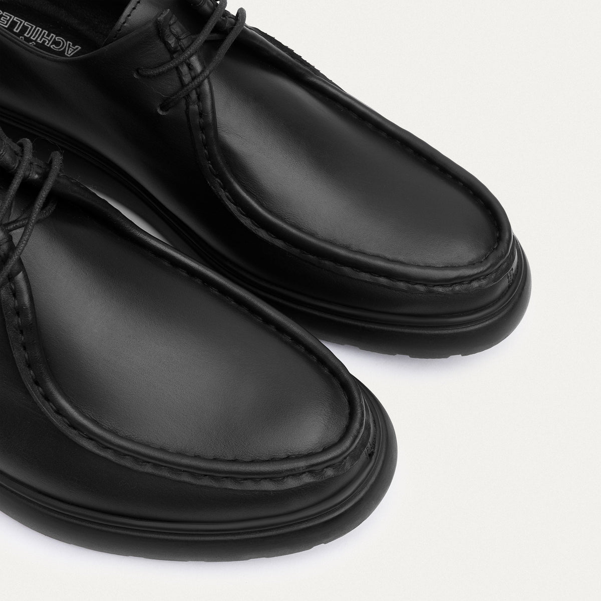 Leather Moc-Toe Lace-Up — Black