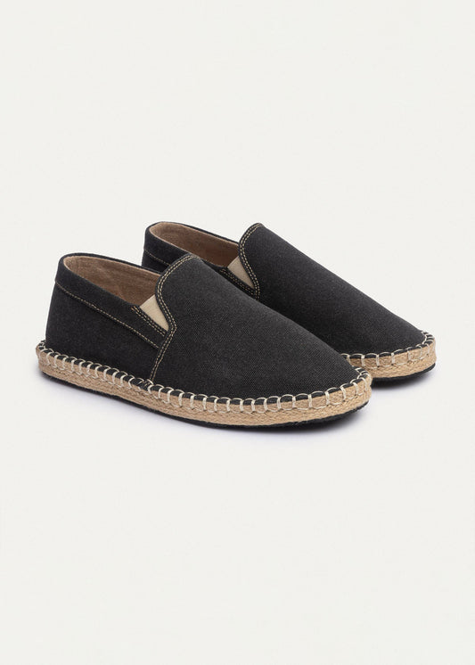 Washed Canvas Espadrille — Black