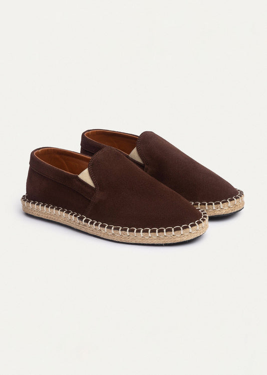 Suede Espadrille — Brown