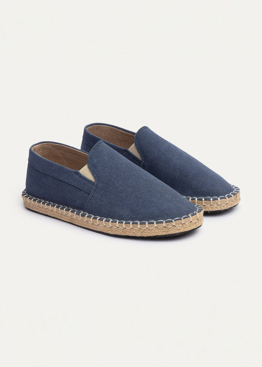 Washed Canvas Espadrille — Navy Blue