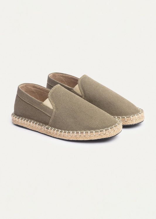 Washed Canvas Espadrille — Olive