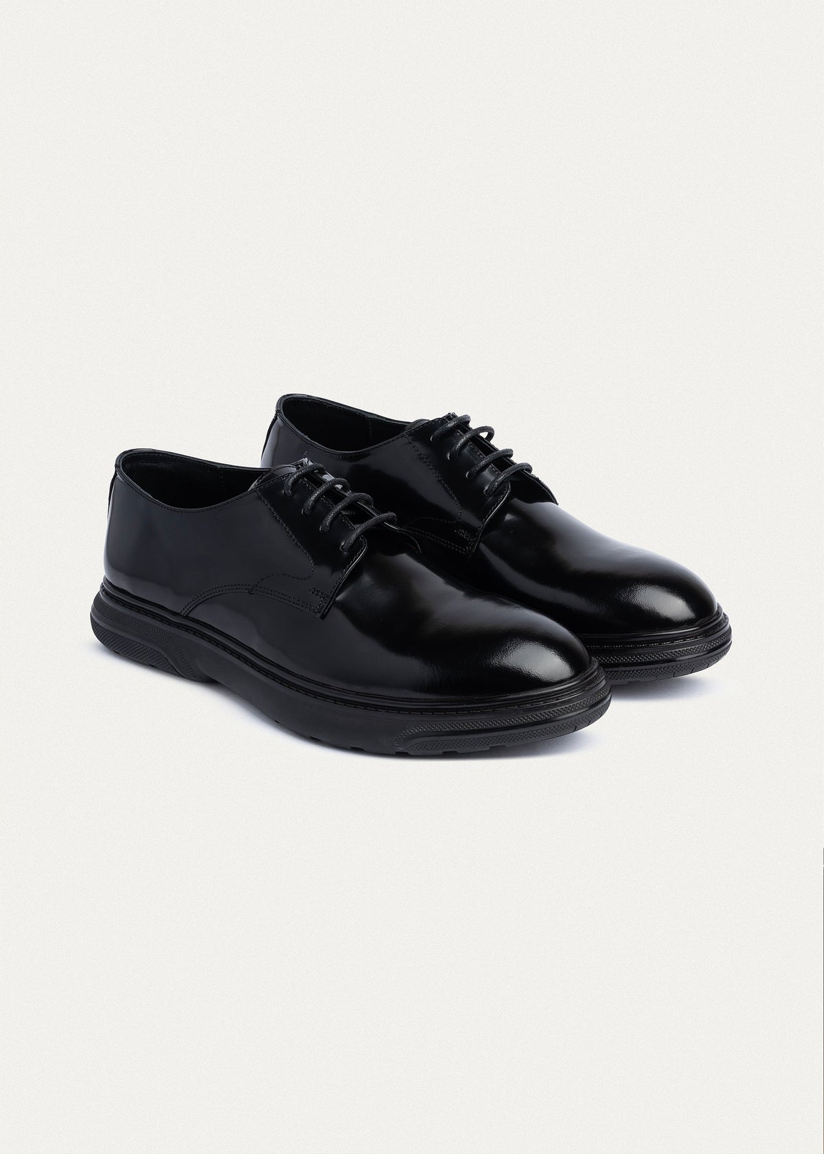 Leather Derby Shoe — Patent Black