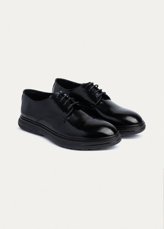 Leather Derby Shoe — Patent Black