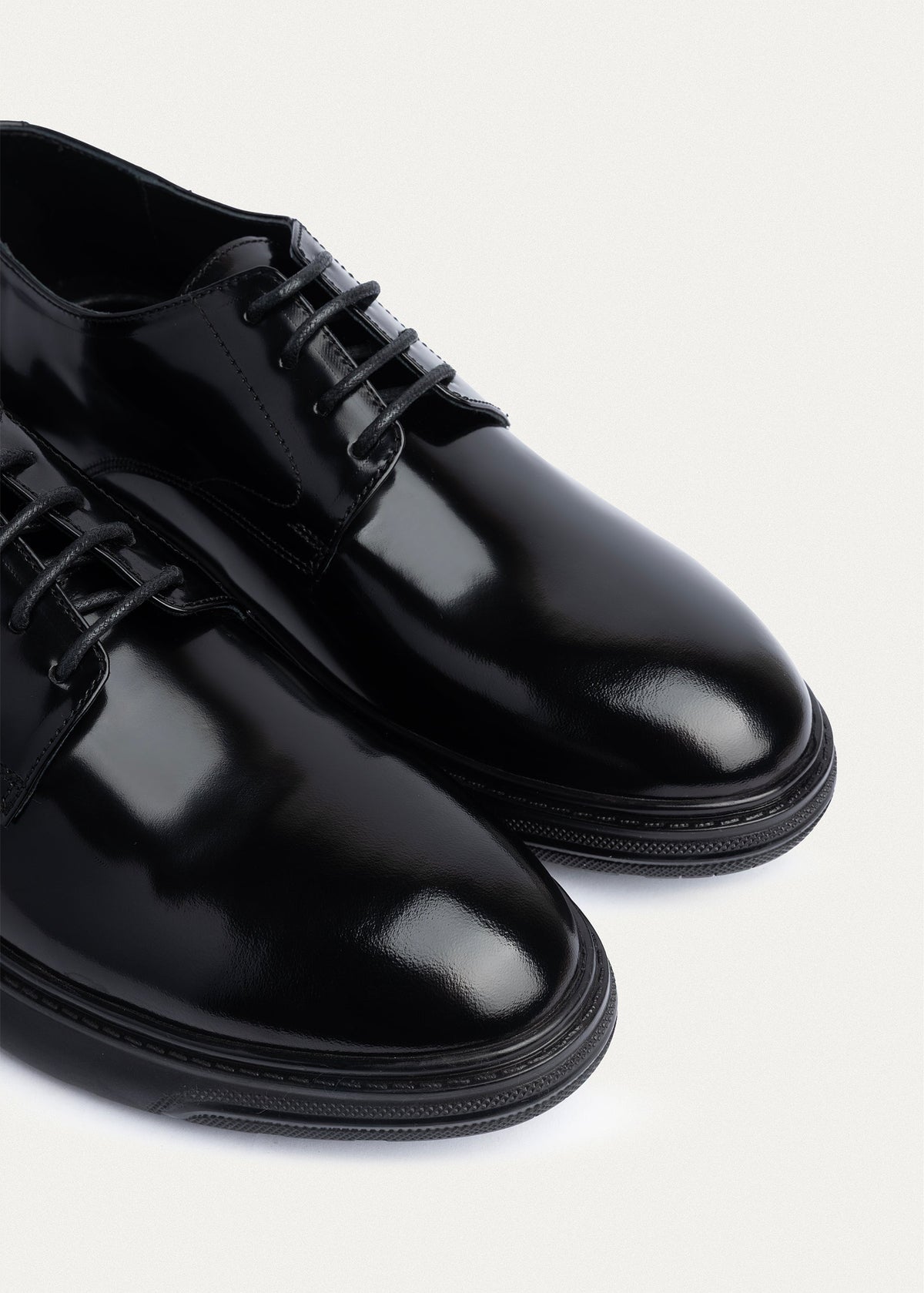 Leather Derby Shoe — Patent Black