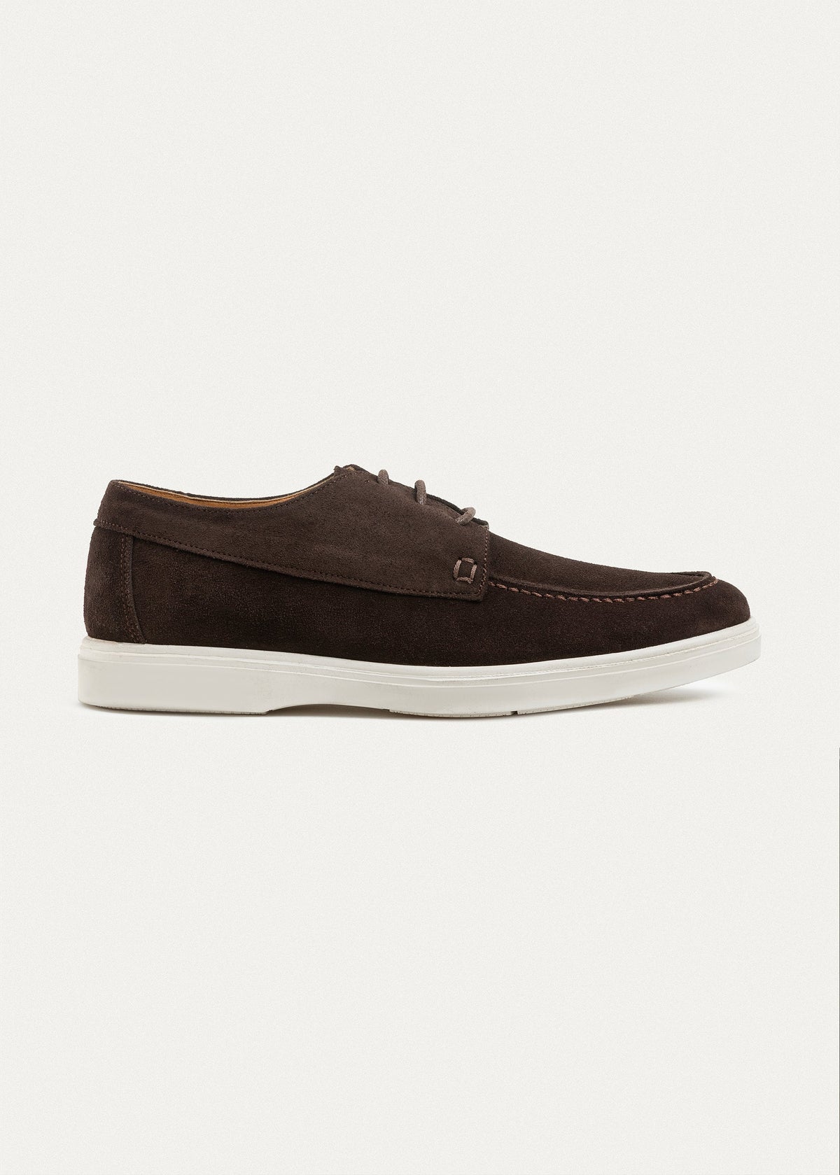 Suede Leather Lace-Up Derby — Brown