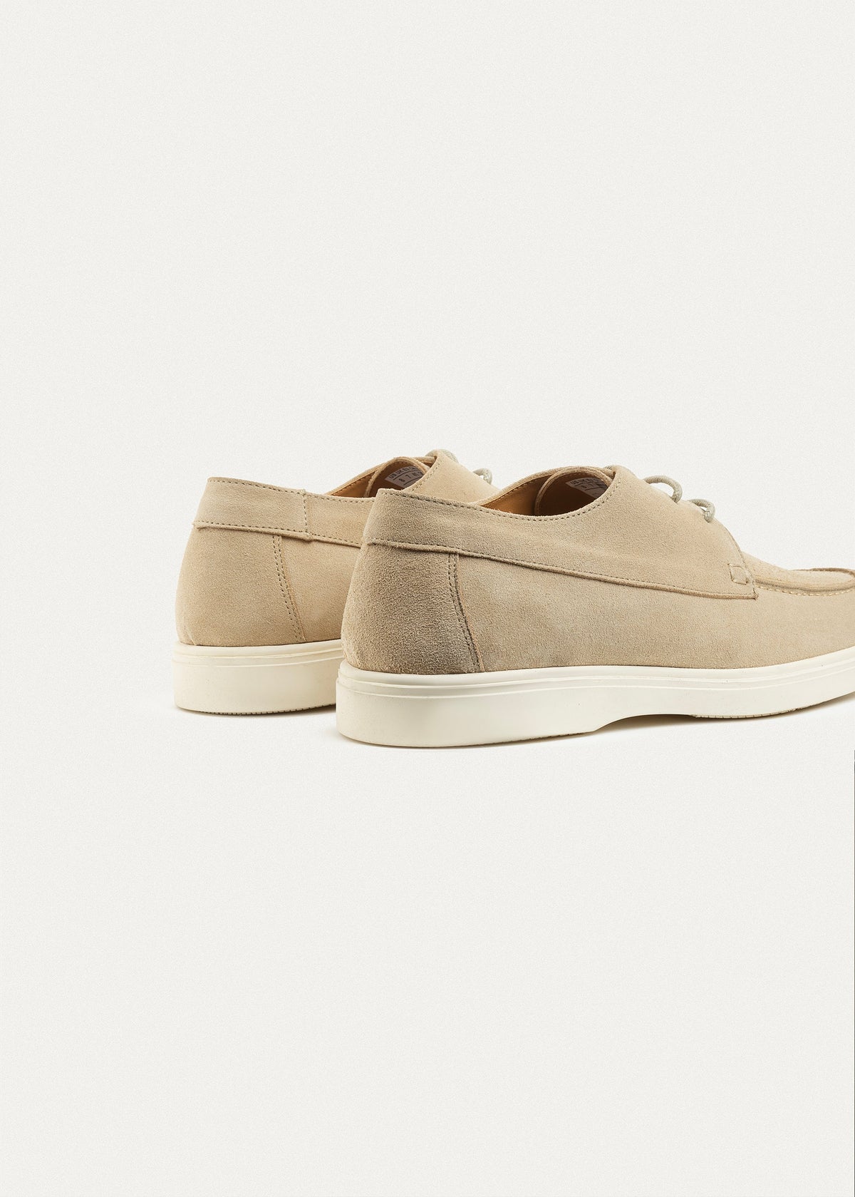 Suede Leather Lace-Up Derby — Beige