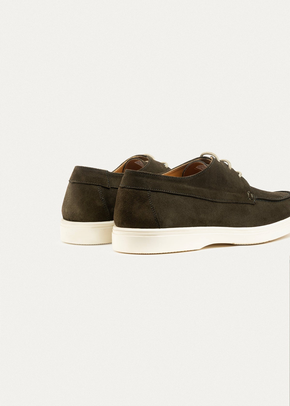 Suede Leather Lace-Up Derby — Olive