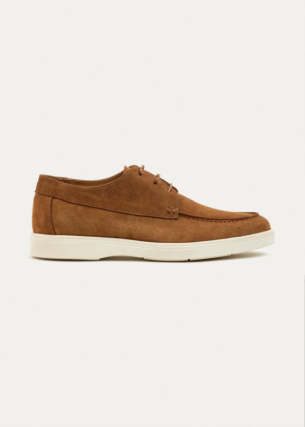 Suede Leather Lace-Up Derby — Cinnamon