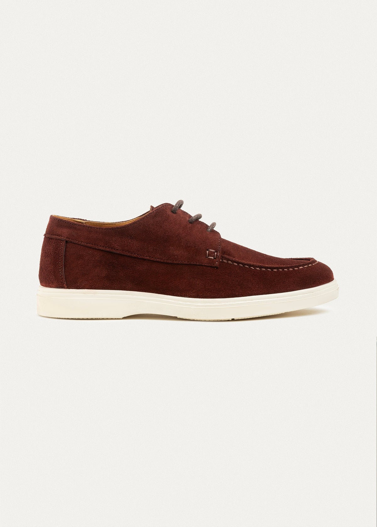 Suede Leather Lace-Up Derby — Wine