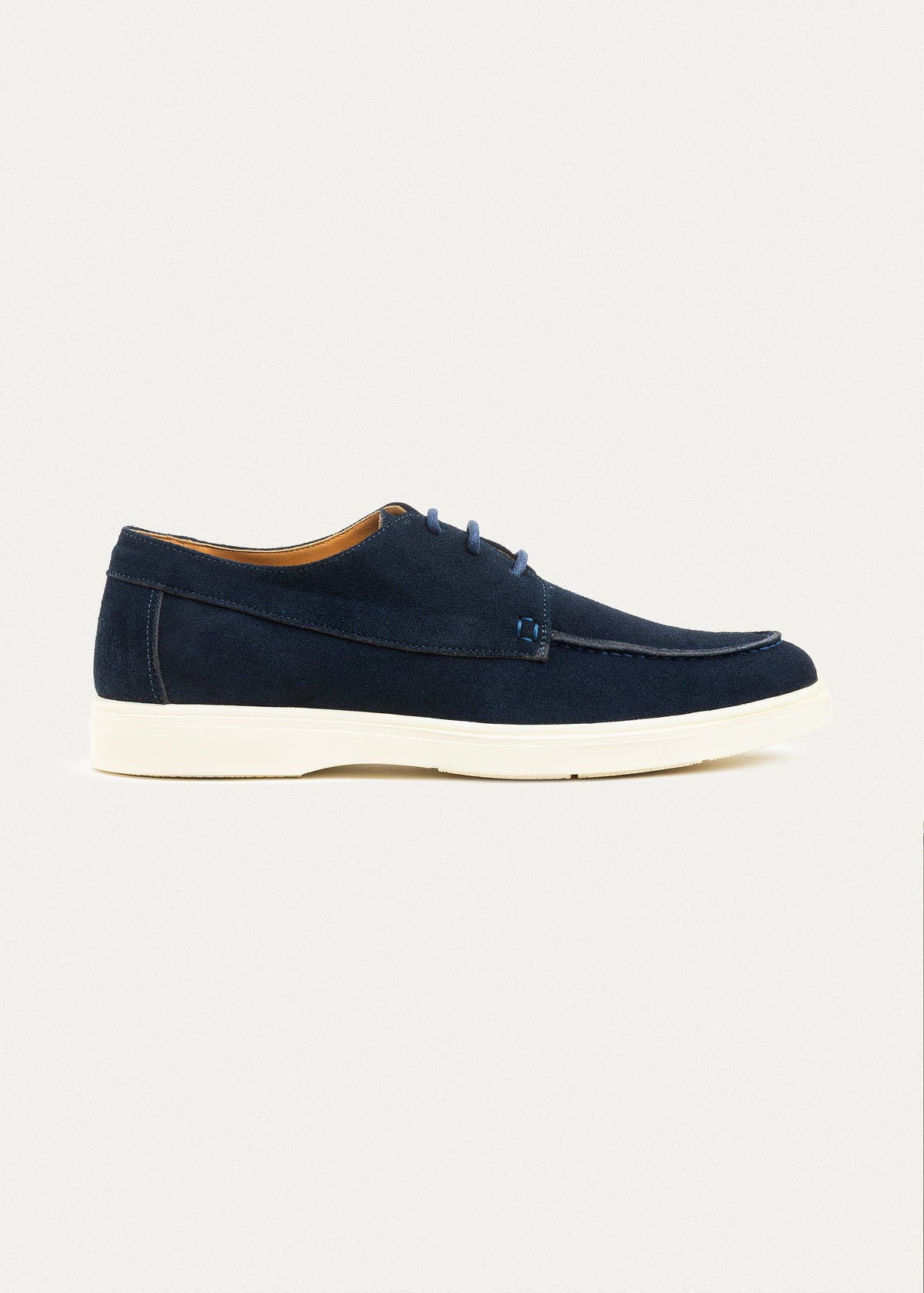 Suede Leather Lace-Up Derby — Navy Blue