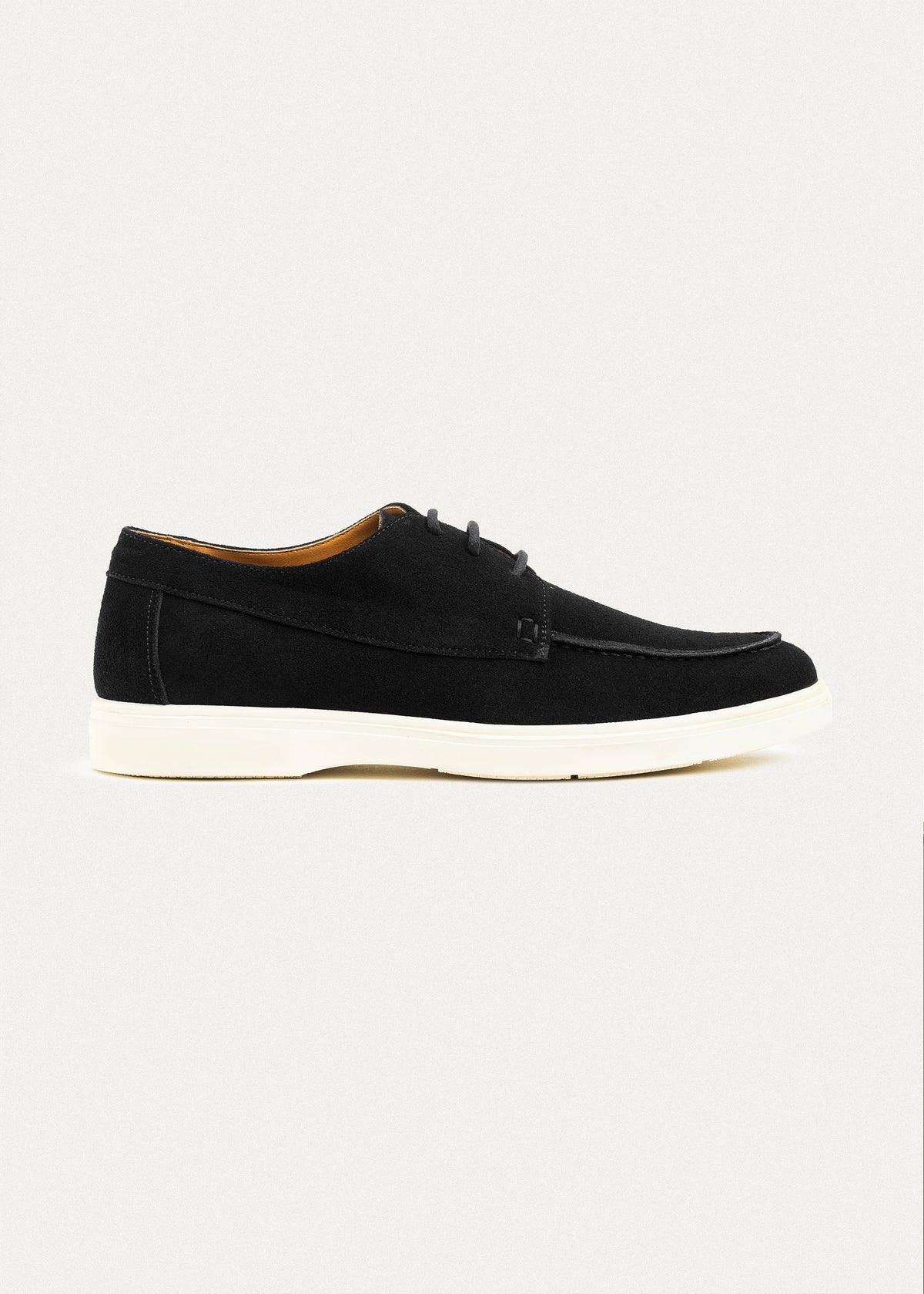 Suede Leather Lace-Up Derby — Black