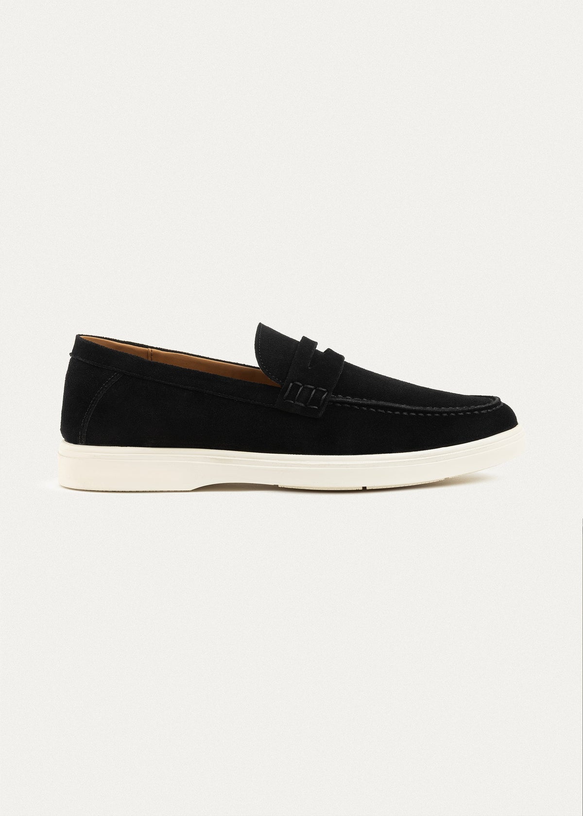 Suede Leather Penny Loafers — Black