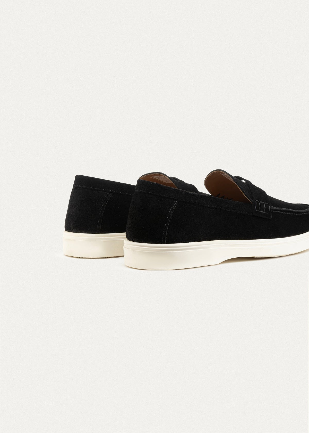 Suede Leather Penny Loafers — Black