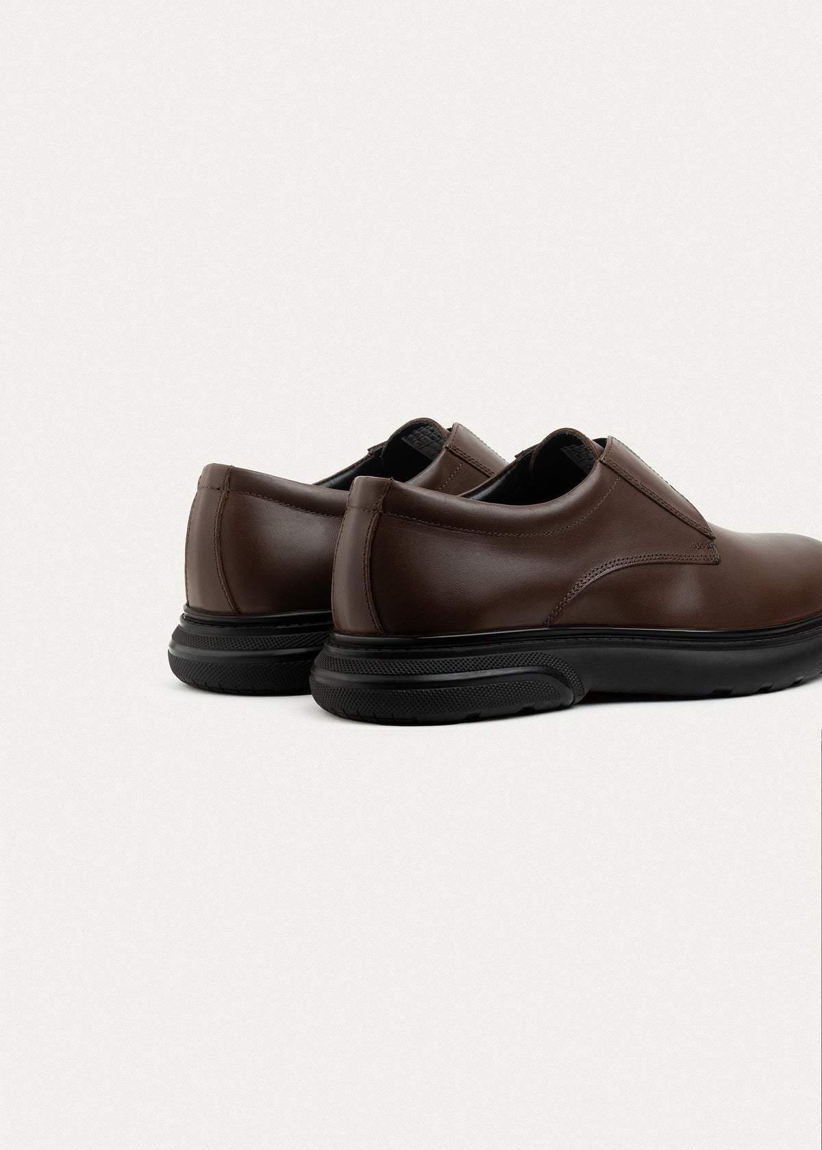Smooth Leather Elastic Slip-On — Brown