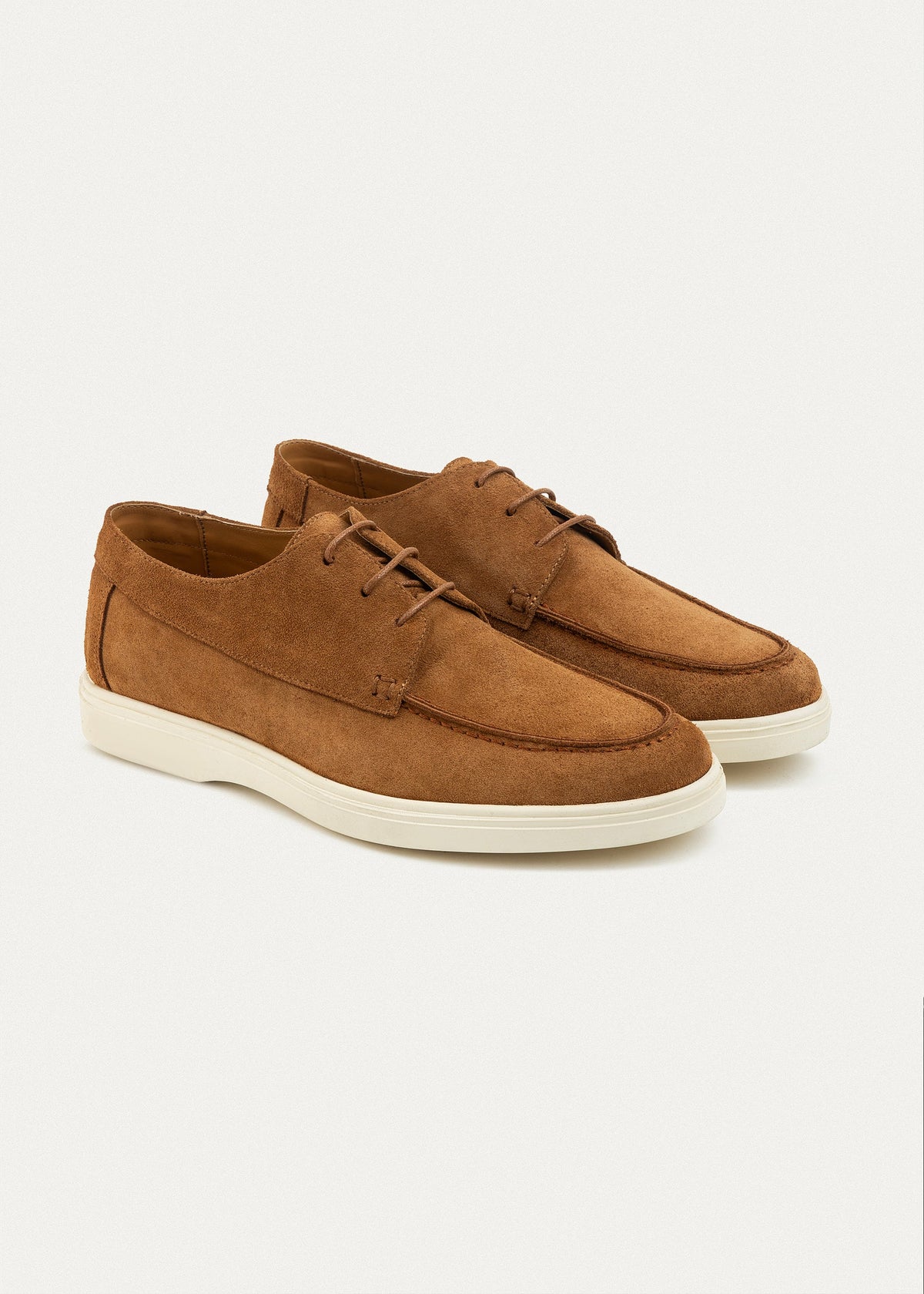 Suede Leather Lace-Up Derby — Cinnamon