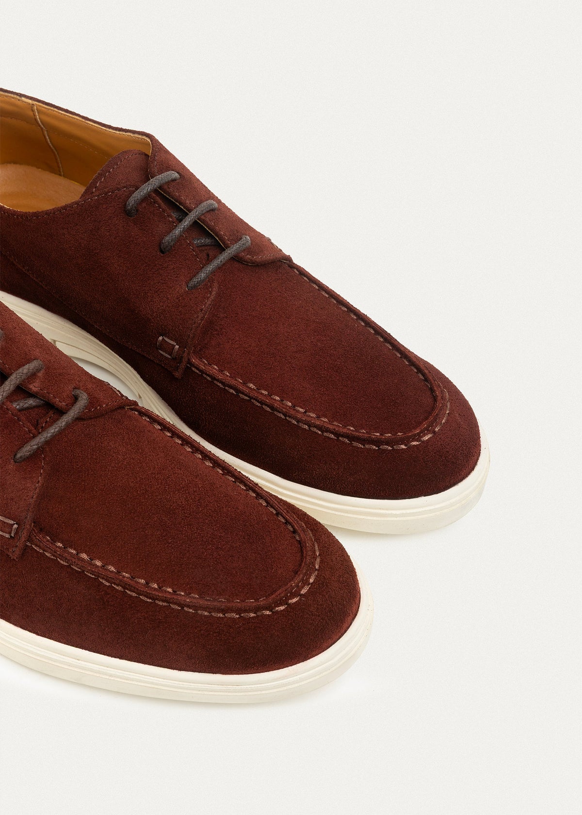 Suede Leather Lace-Up Derby — Wine