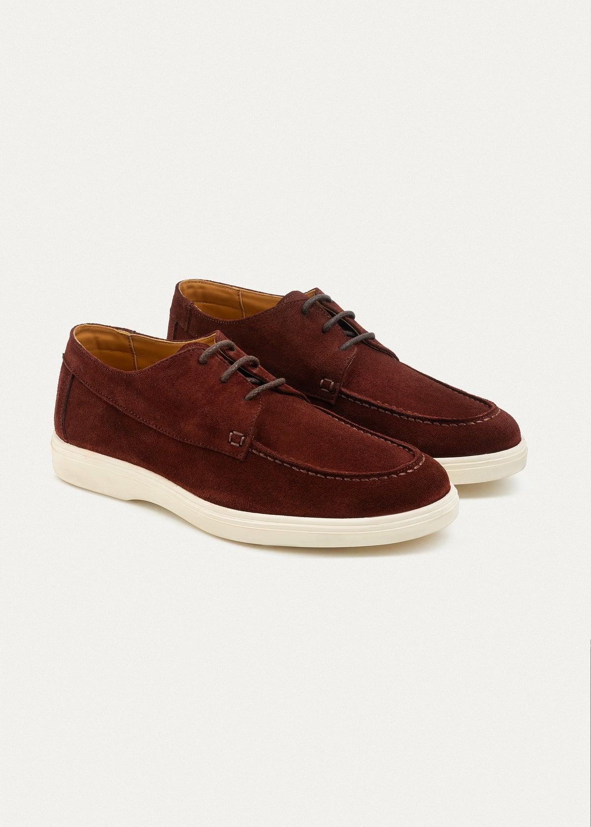 Suede Leather Lace-Up Derby — Wine