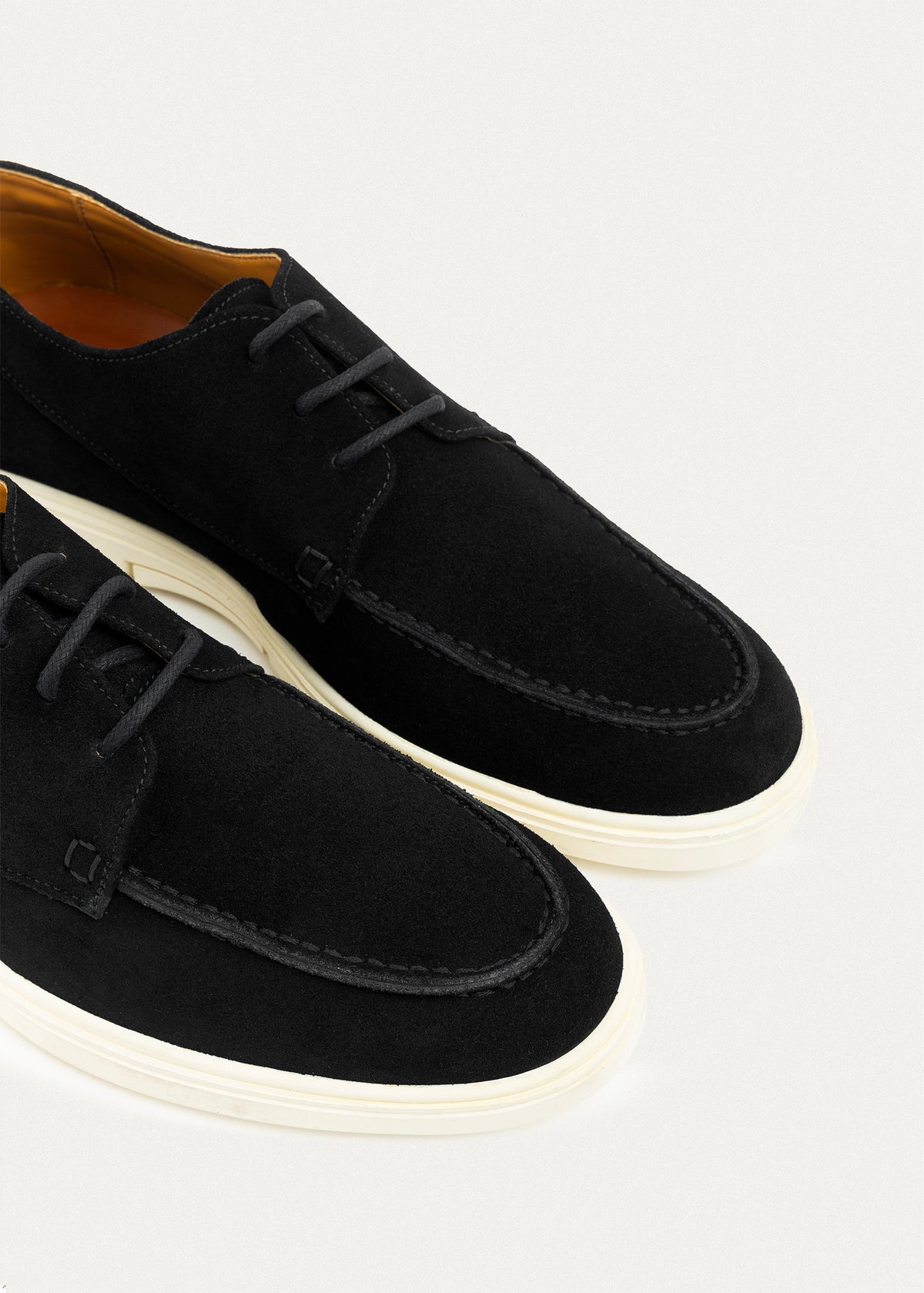 Suede Leather Lace-Up Derby — Black