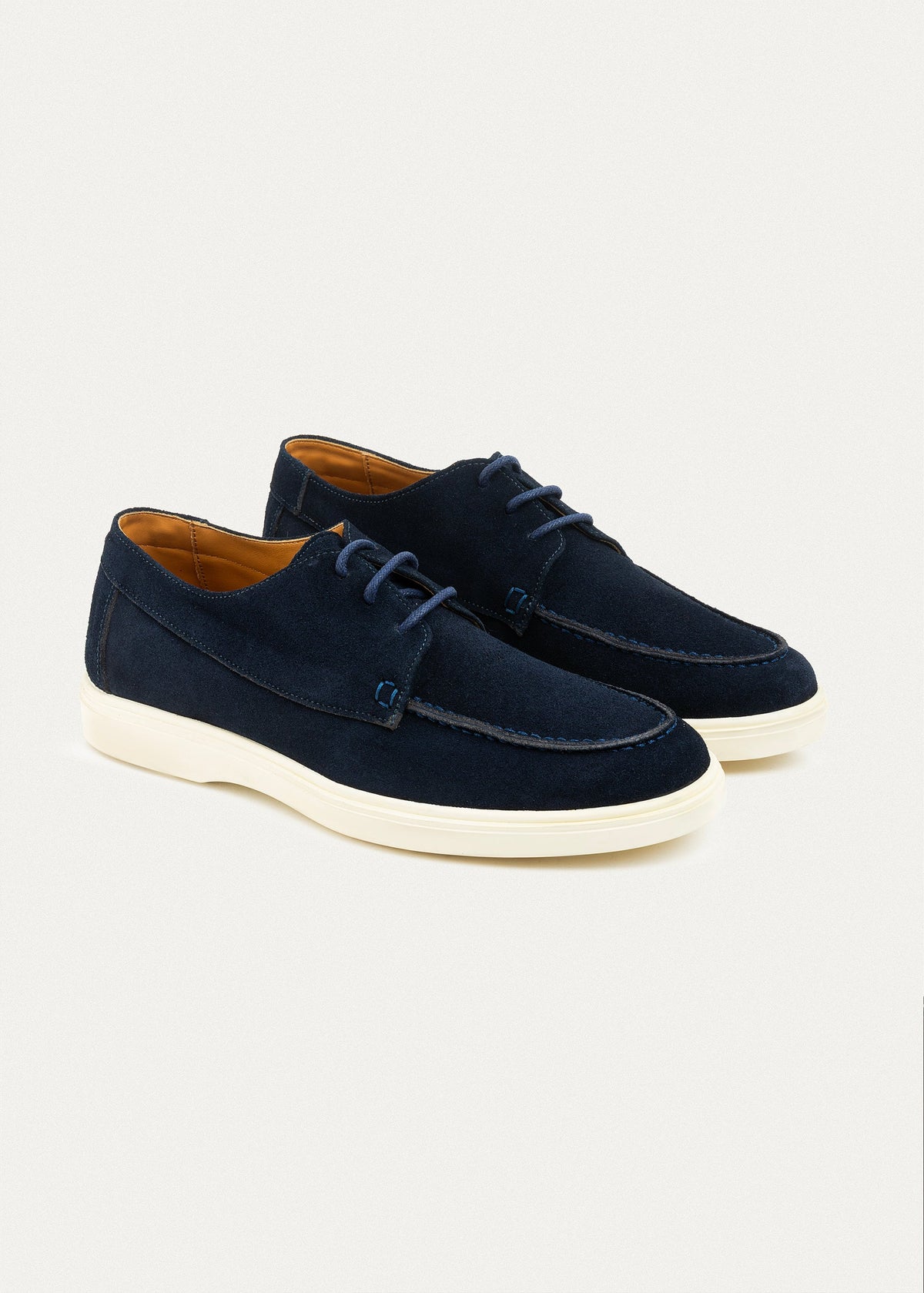 Suede Leather Lace-Up Derby — Navy Blue