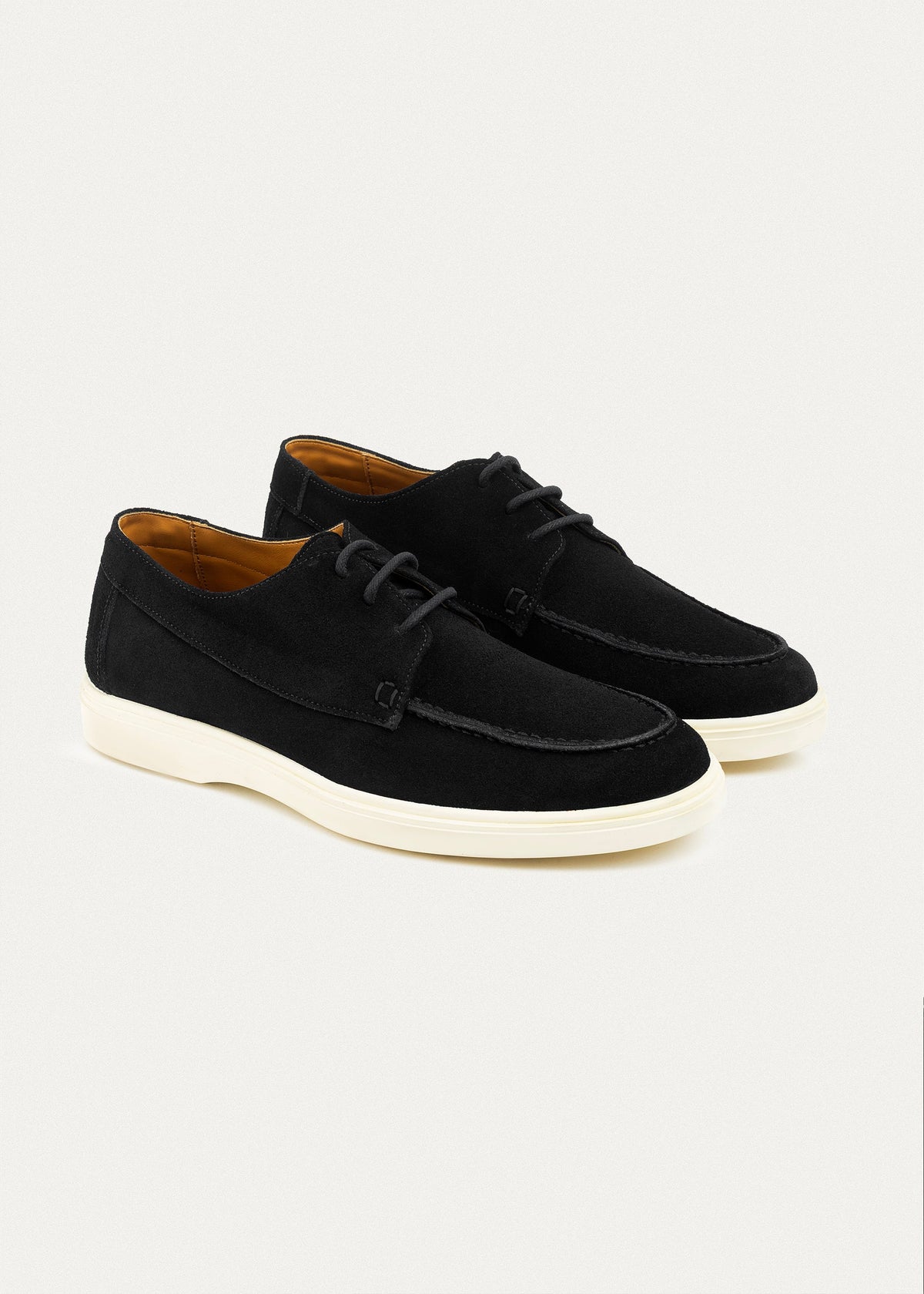 Suede Leather Lace-Up Derby — Black
