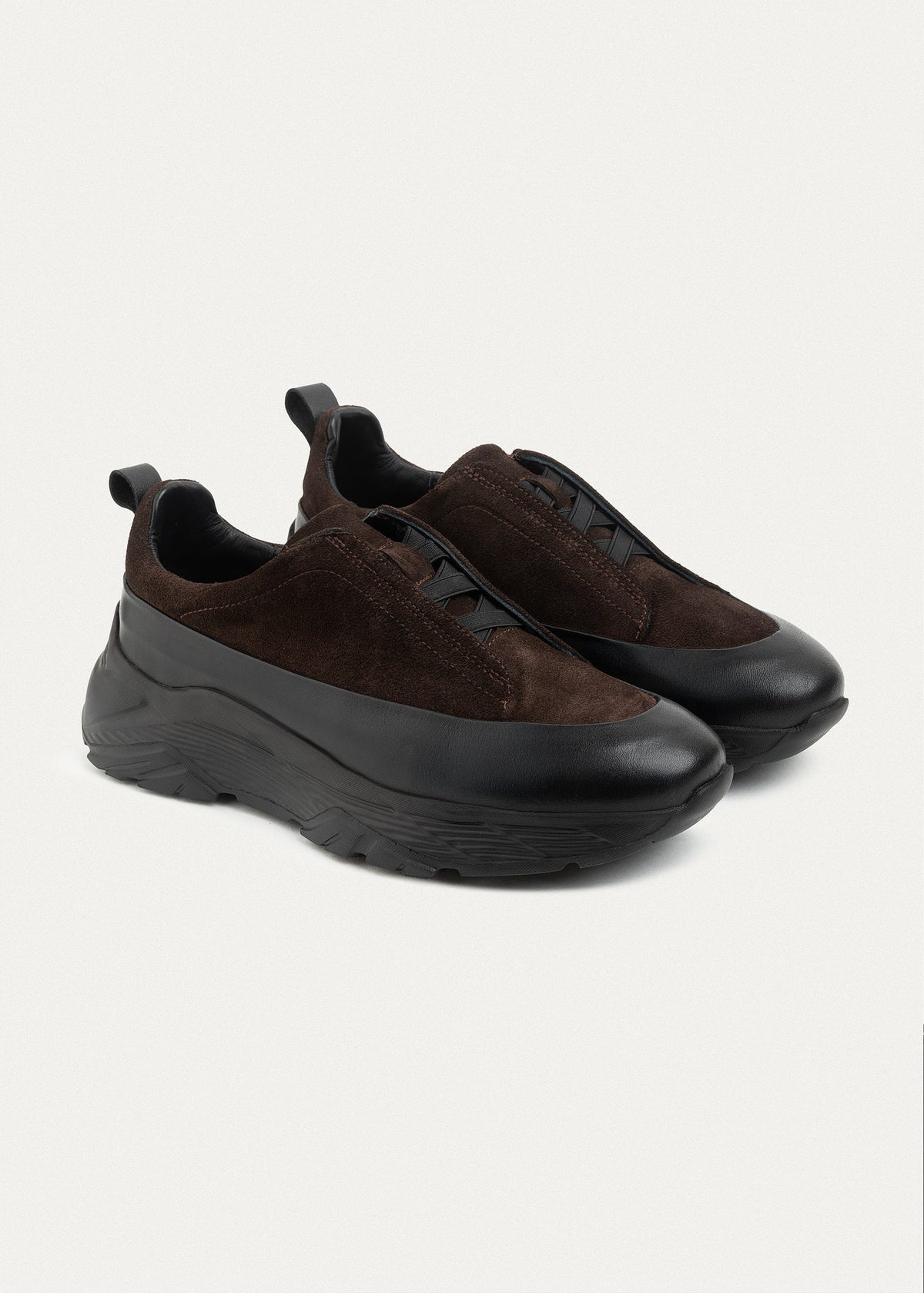 Suede Leather Comfort Trainer — Brown