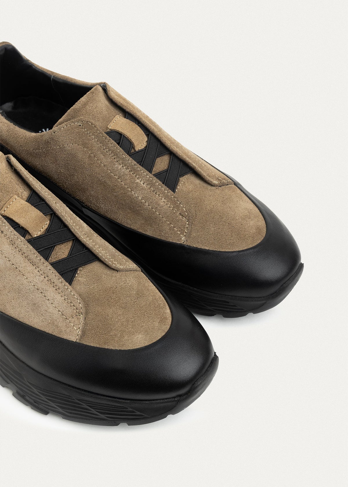 Suede Leather Comfort Trainer — Café