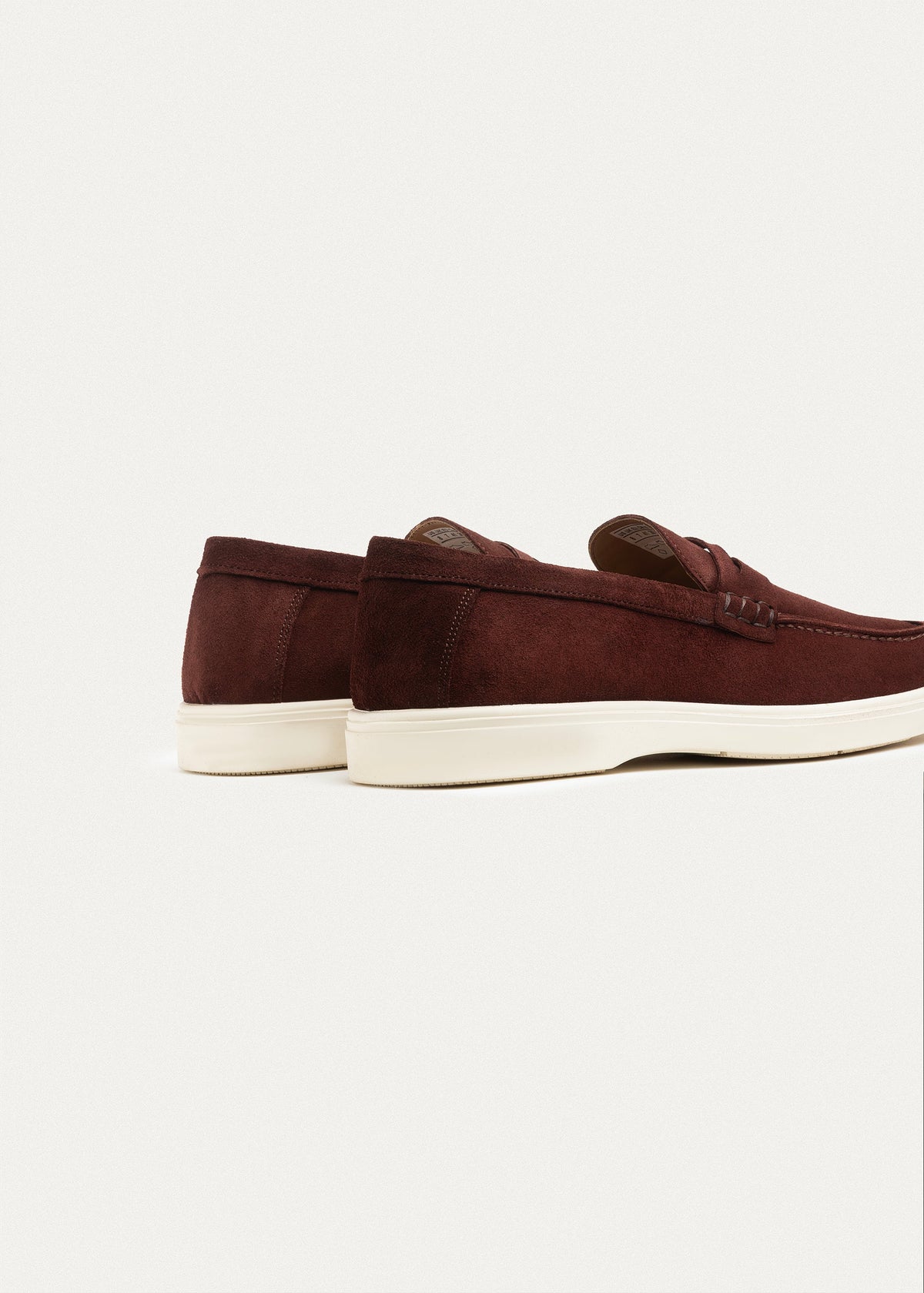 Suede Leather Penny Loafers — Wine