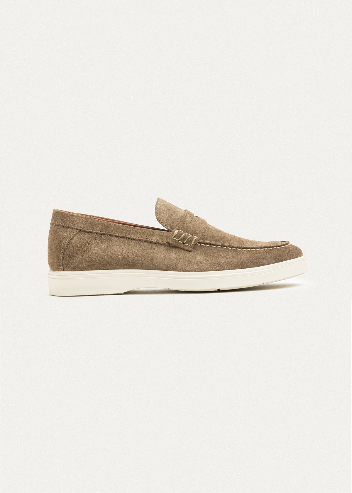 Suede Leather Penny Loafers — Cafe