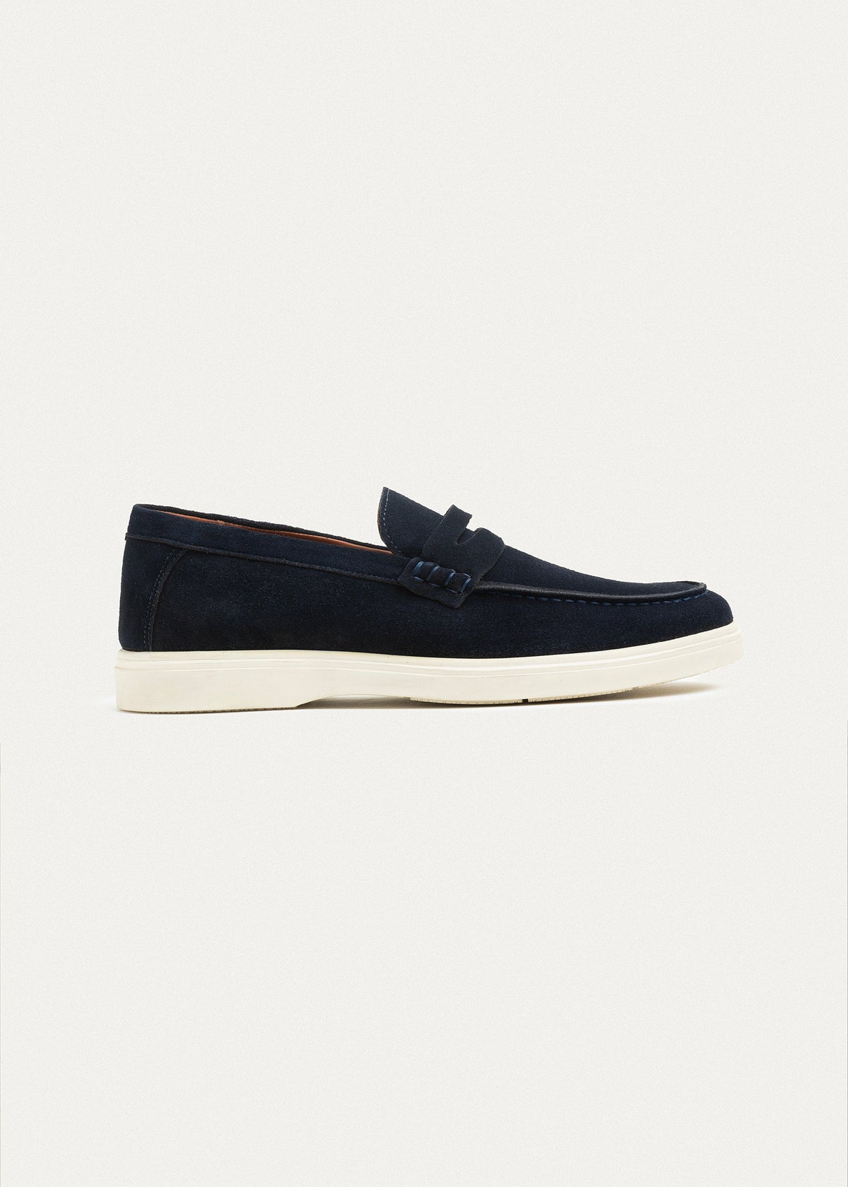 Suede Leather Penny Loafers — NavyBlue