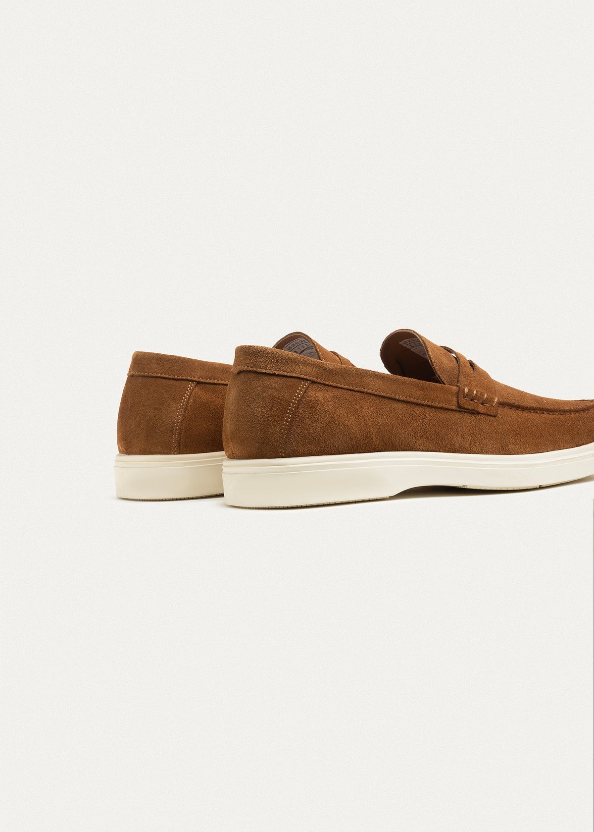 Suede Leather Penny Loafers — Light Brown