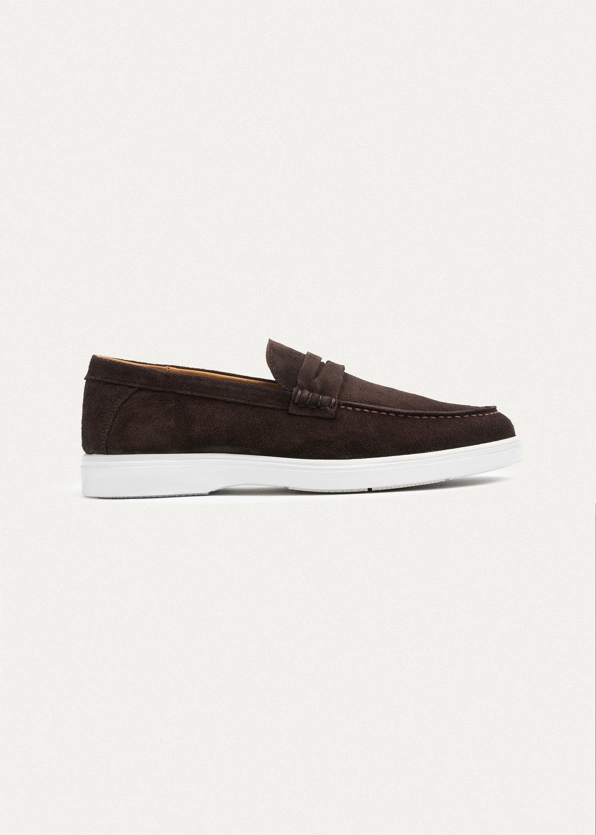 Suede Leather Penny Loafers — Brown