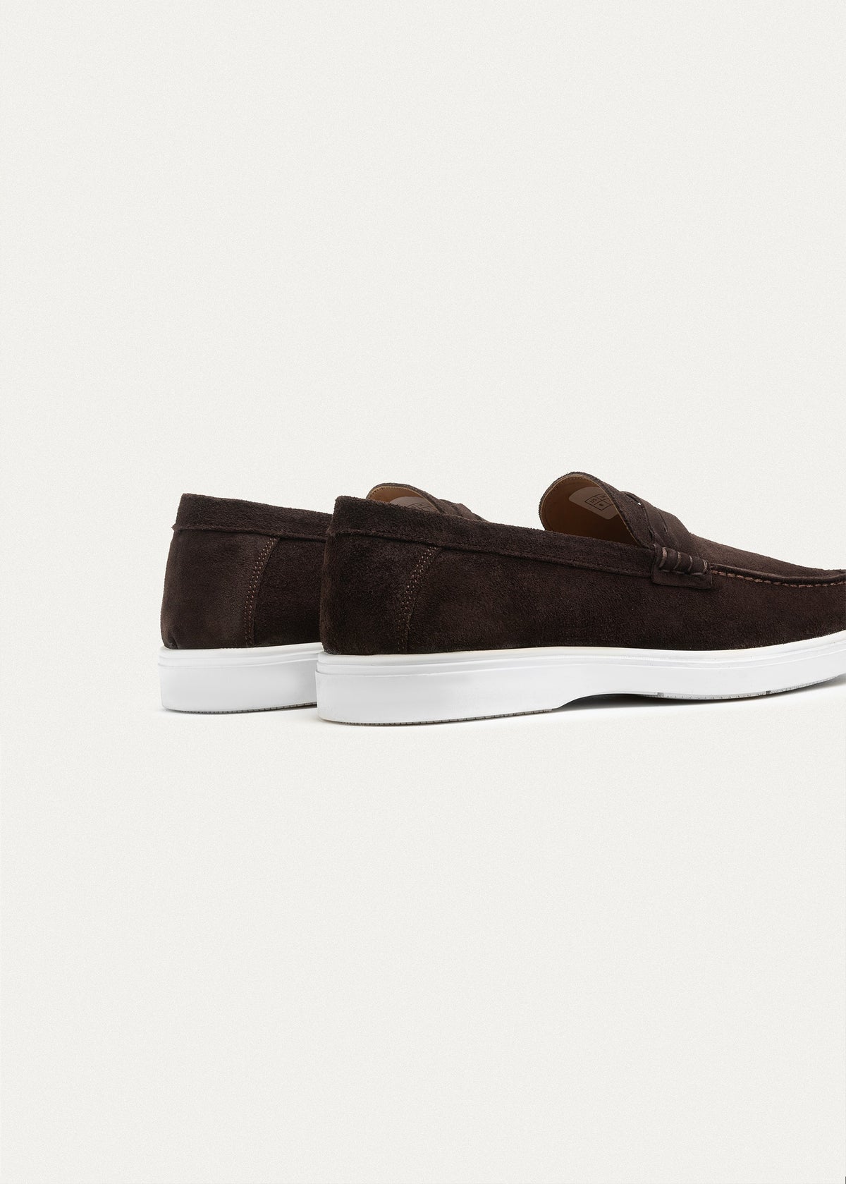Suede Leather Penny Loafers — Brown