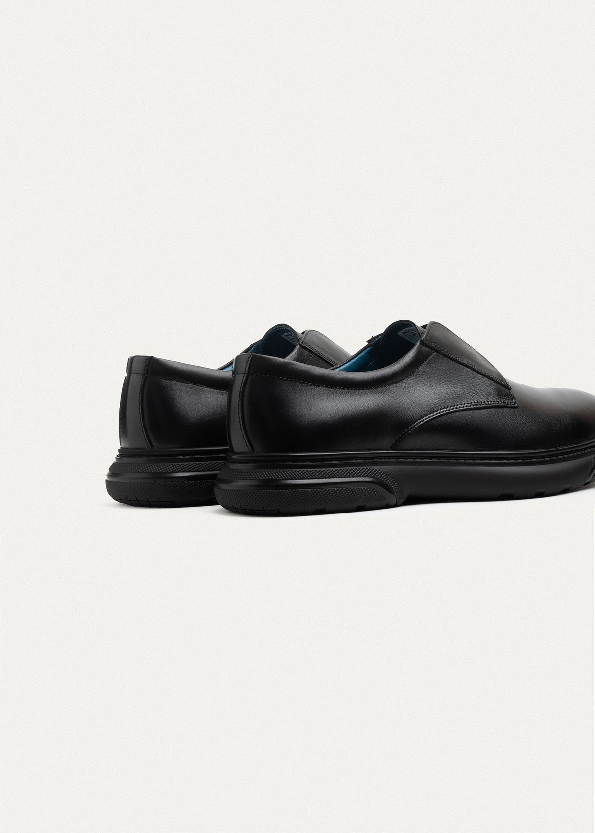 Smooth Leather Elastic Slip-On — Black