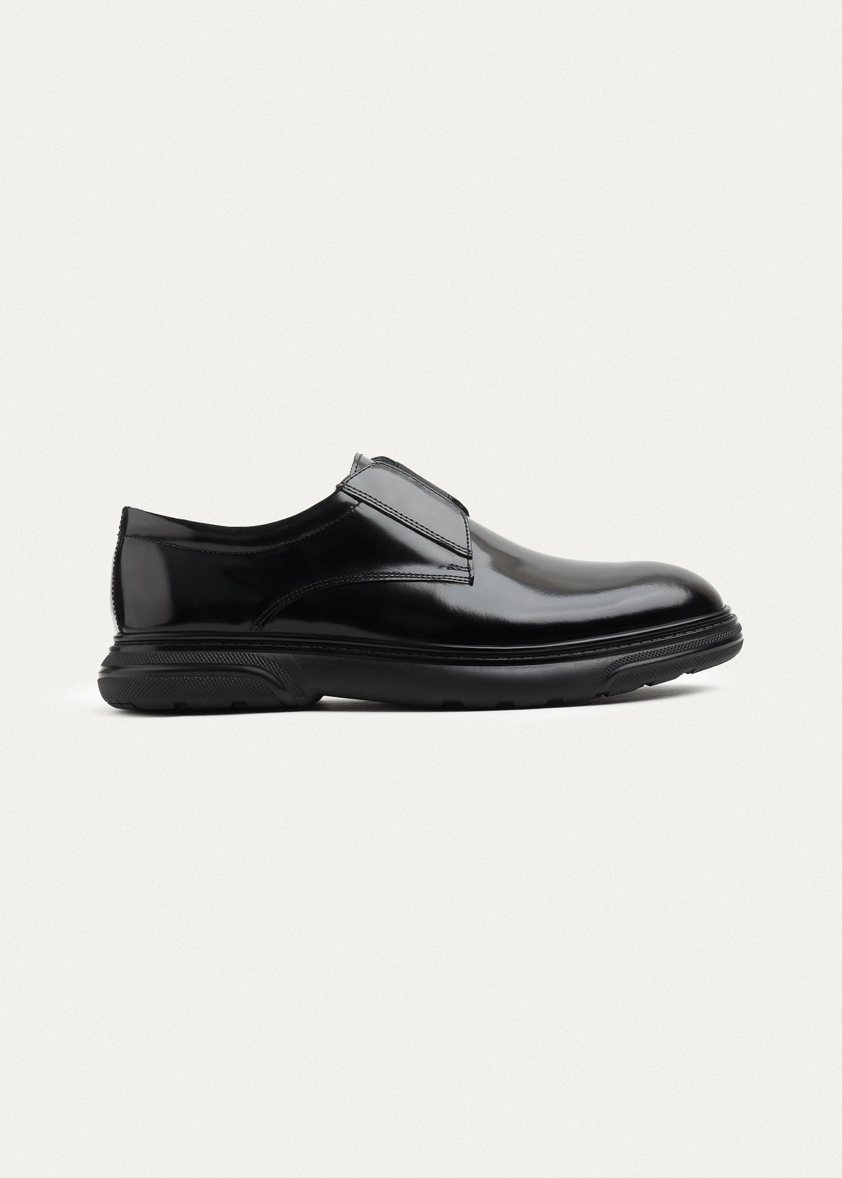 Smooth Leather Elastic Slip-On — Patent Black