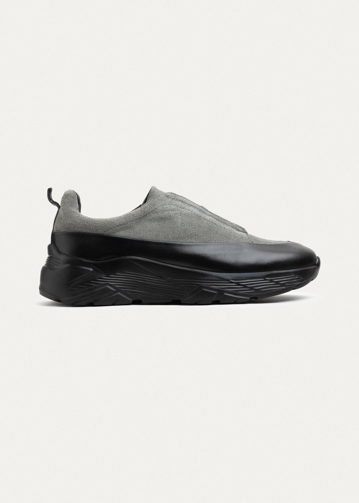Suede Leather Comfort Trainer — Gray