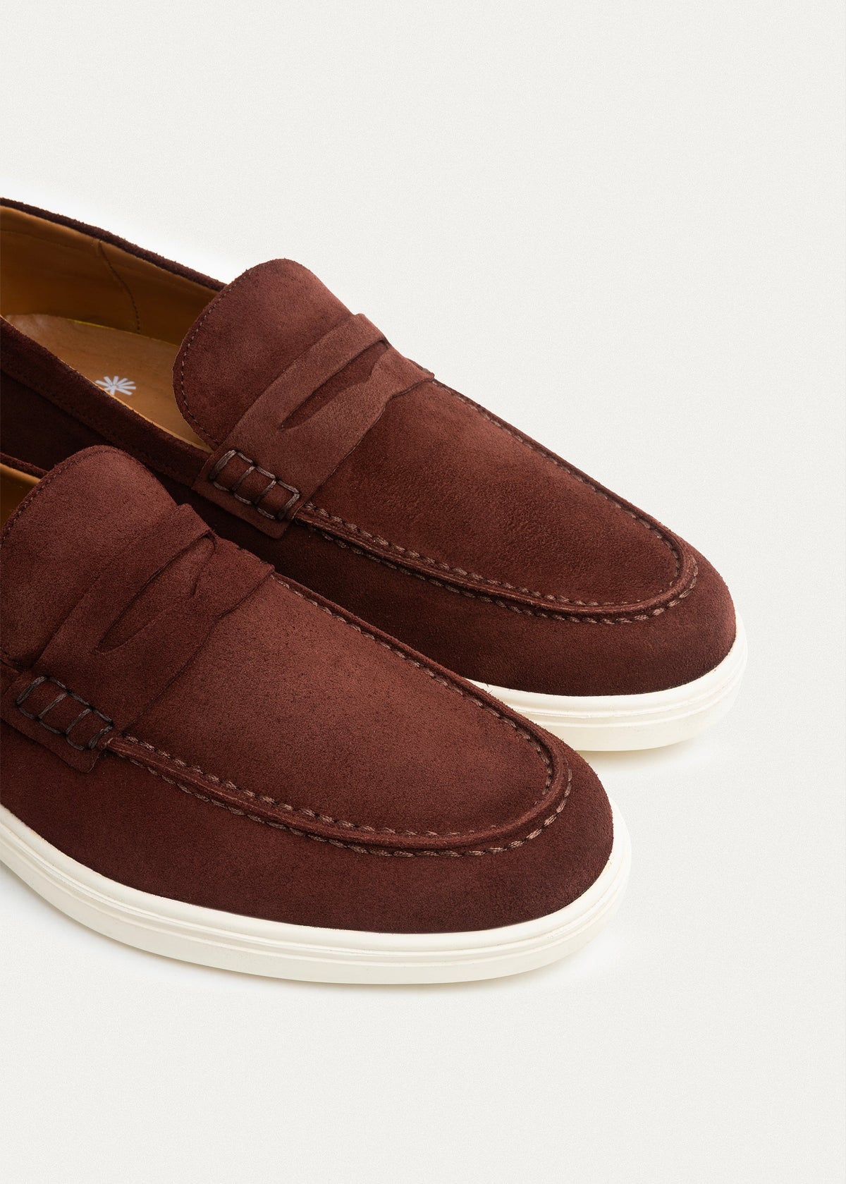 Suede Leather Penny Loafers — Wine